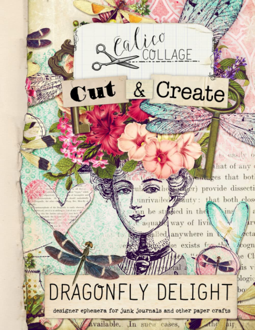 Calico Collage: Dragonfly Delight Designer Ephemera für Junk Journals, Bullet Journals, Scrapbooks,