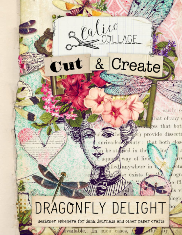 Calico Collage: Dragonfly Delight Designer Ephemera für Junk Journals, Bullet Journals, Scrapbooks,