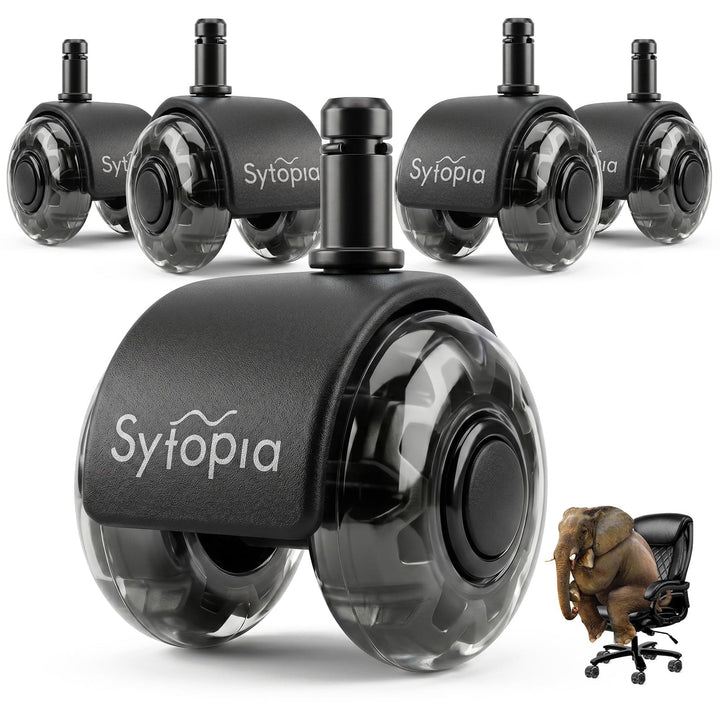Sytopia Bürostuhl Rollen mit 10mm X 22mm Stift, 5er Set Rollen für 1KEA Bürostühle, Hartbodenrollen