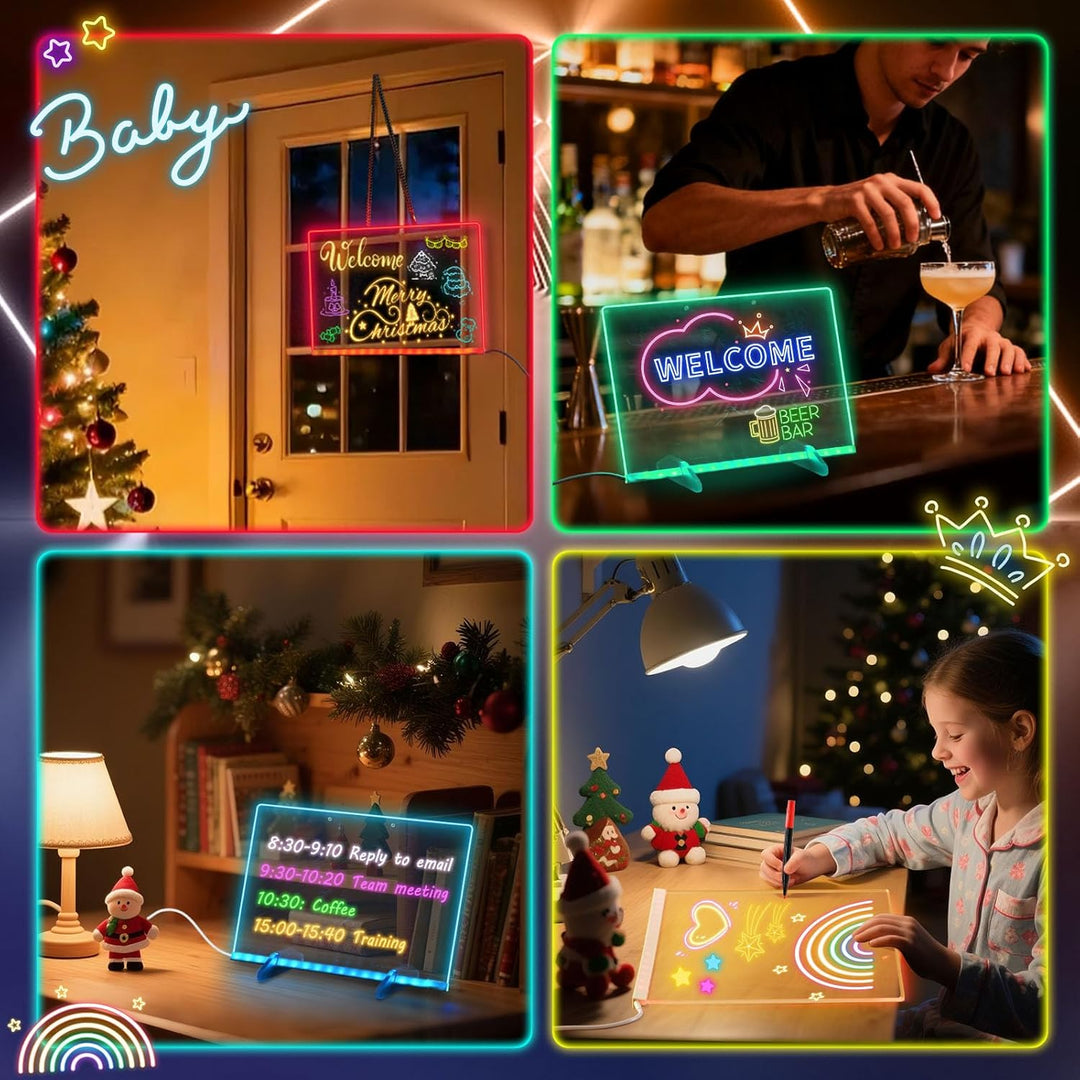 BlueSwan Led Zeichenbrett, Kleine Geschenke für Kinder mit 12 Farben Einstellbar 7 Licht Modi, Kompl