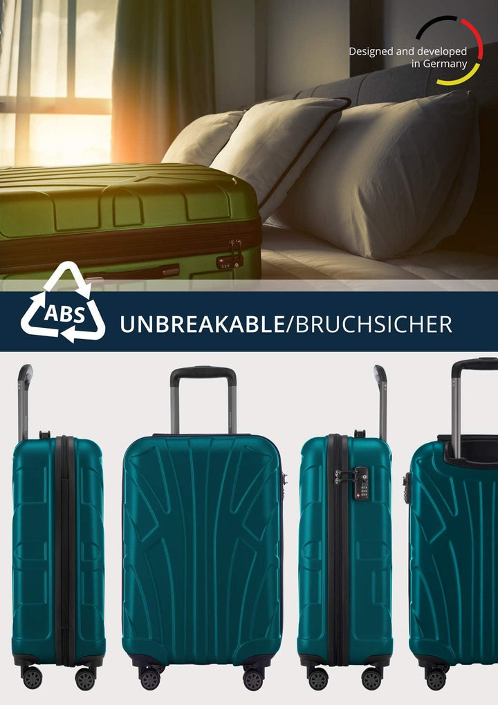 suitline - Handgepäck Hartschalen-Koffer Koffer Trolley Rollkoffer Reisekoffer, TSA, 55 cm, ca. 34 L