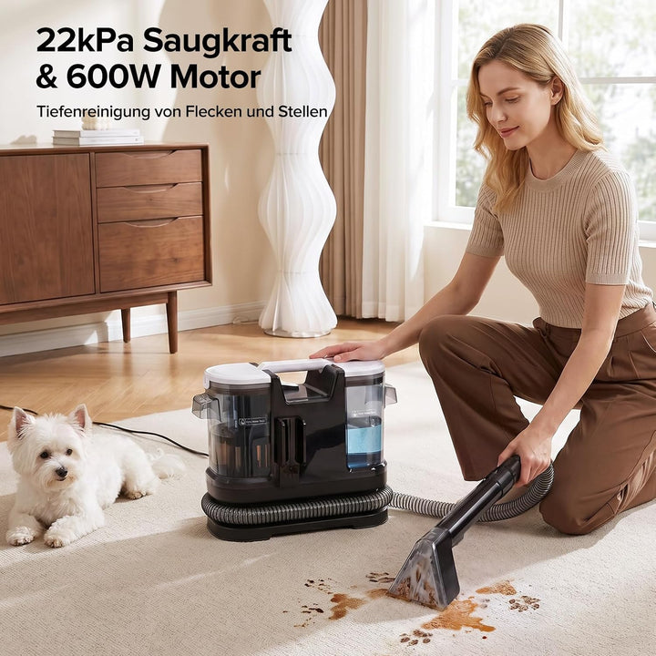 Lubluelu Upgrade Nasssauger, 600 W, 22 kPa, mit Selbstreinigung | Tragbarer Waschsauger für Teppiche