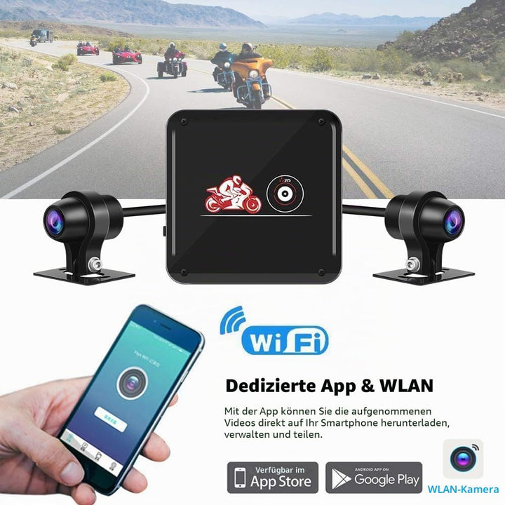 VSYSTO Motorrad Kamera, Ganzkörper Wasserdicht Nachtsicht 130° Weitwinkelobjektiv HD 1080P vorne und