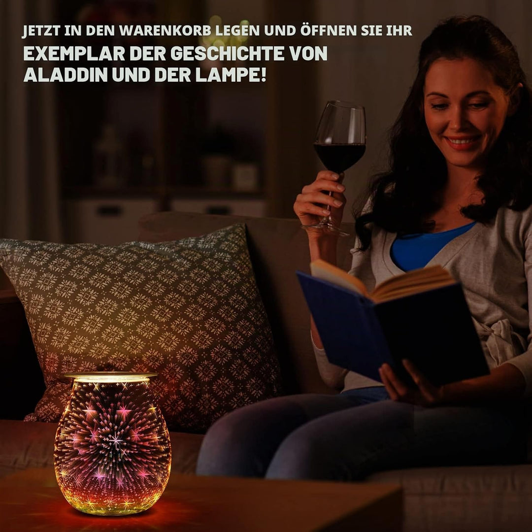 Duftlampe Elektrisch aus Glas, Elektrische Duftlampe für wachs, 3D-Feuerwerk Aromalampe, Touch Steue
