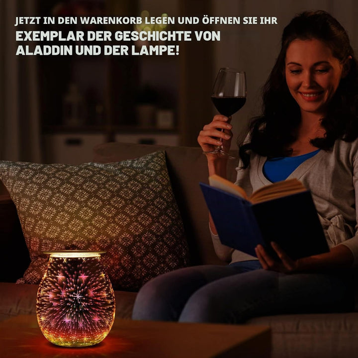 Duftlampe Elektrisch aus Glas, Elektrische Duftlampe für wachs, 3D-Feuerwerk Aromalampe, Touch Steue