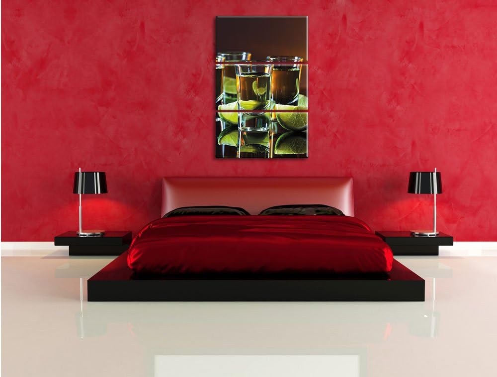 Pixxprint Tequila mit Limetten 3-Teiler Leinwandbild 120x80 Bild auf Leinwand