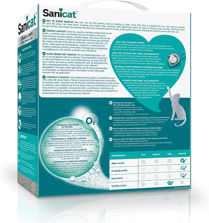 Sanicat – Ultra-klumpende Katzenstreu mit Talkpuderduft | Sofortige Bildung kompakter Klumpen | Geru