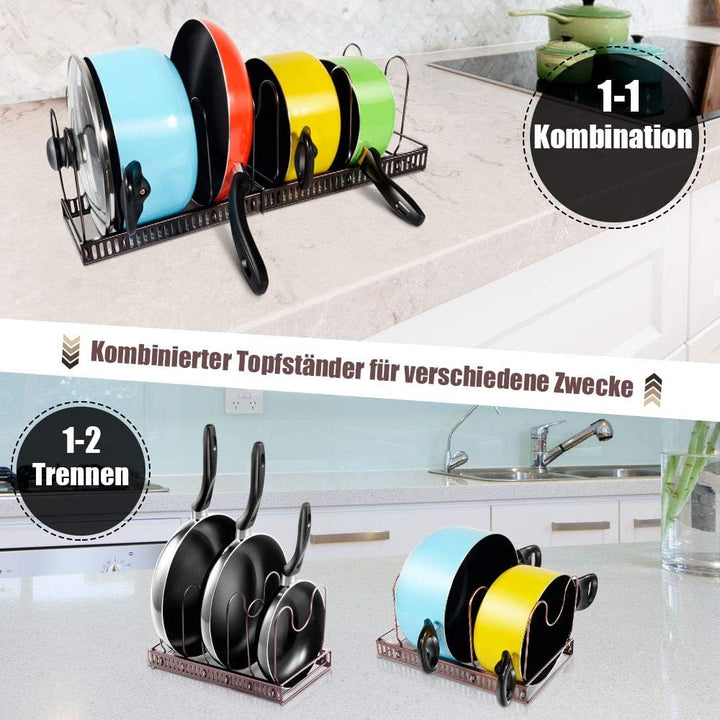 MASTERTOP Pfannenhalter für Schublade,Erweiterbarer Deckelhalter Topfdeckelhalter mit 8 Verstellbare