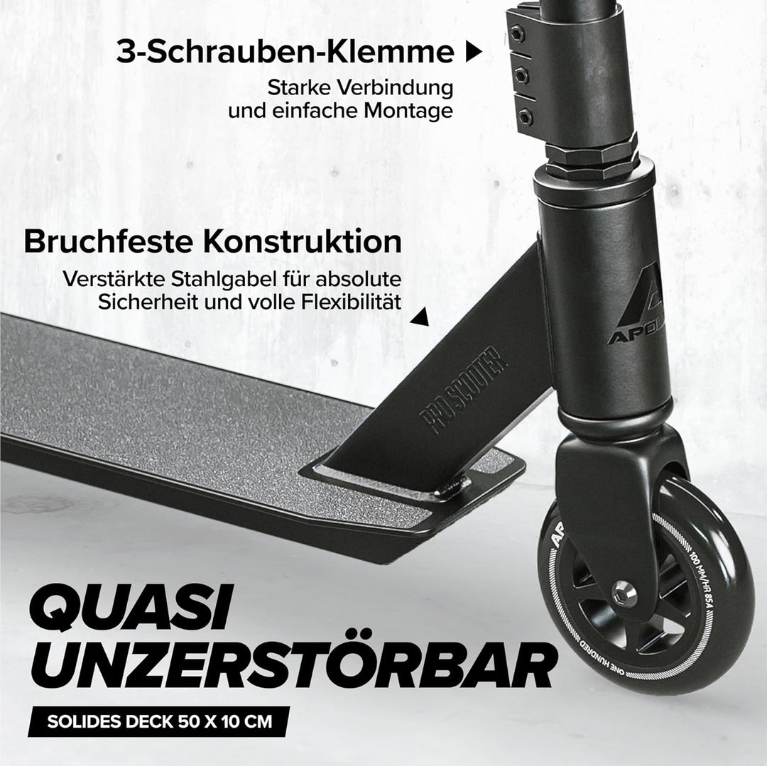 Apollo Stunt Scooter - Genius Pro | Robuster Kinder Scooter mit ABEC 9 Kugellager | Trick Roller, Tr