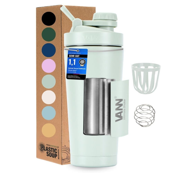 VANN Shaker Proteinshake 750ML - Thermo Shaker Edelstahl [12h kalt], Ideal als Schüttelbecher [Gym,
