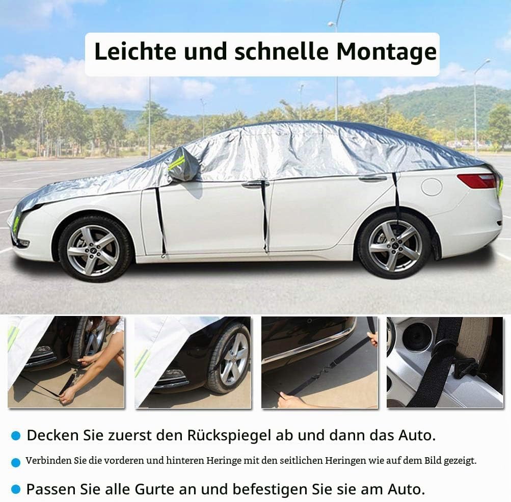 Konnfeir Halbgarage für Auto Abdeckplane Winter Sommer Autoabdeckung wasserdicht Auto halbgarage Sta