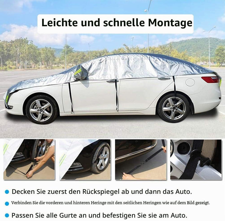 Konnfeir Halbgarage für Auto Abdeckplane Winter Sommer Autoabdeckung wasserdicht Auto halbgarage Sta