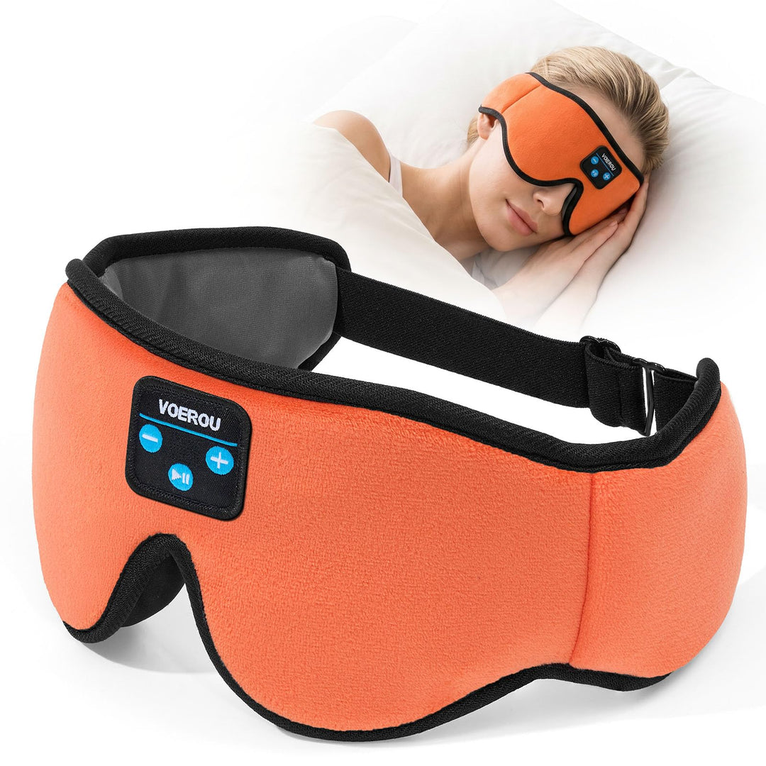 Voerou Bluetooth Schlafkopfhörer, 3D verstellbar, 12h, Knallorange | 3D-Form, verstellbares Band, at