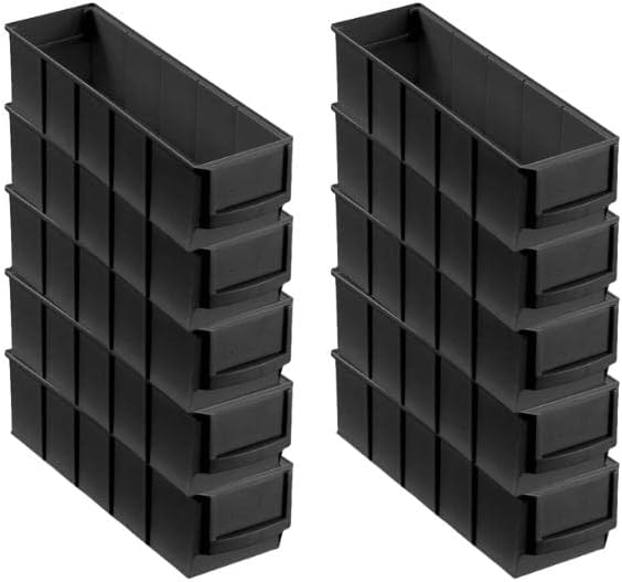 SparSet 10x Leitfähige Industriebox 300 S | HxBxT 8,1x9,1x30cm | 1,6 Liter | ESD, Sichtlagerkasten,