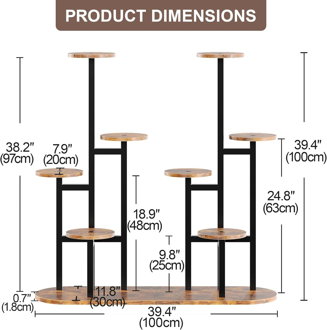 MIN WIN 100 cm Pflanzenständer Metall mit 8 Ebenen Pflanzenregal Blumenständer drinnen draussen Plat