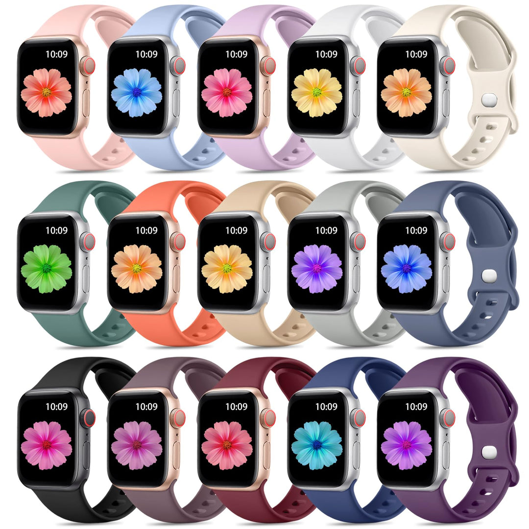 Dirrelo 15 Stück Sport Armbänder Kompatibel mit Apple Watch Armband 42mm 44mm 45mm 49mm für Damen He