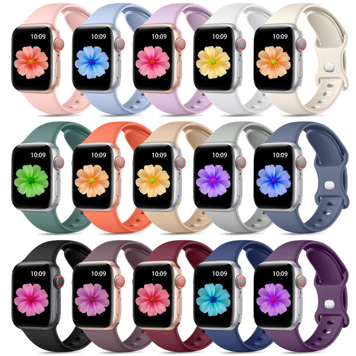 Dirrelo 15 Stück Sport Armbänder Kompatibel mit Apple Watch Armband 42mm 44mm 45mm 49mm für Damen He