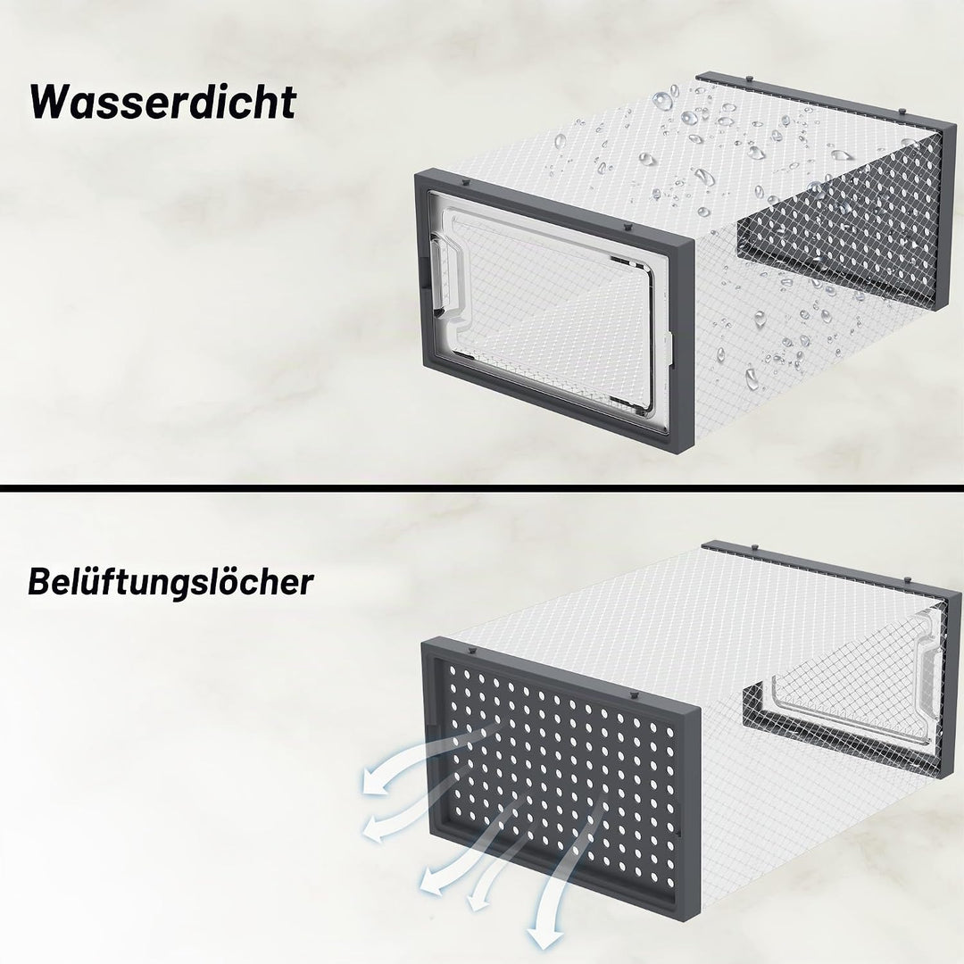 HOMIDEC Schuhboxen, 12er Set Schuhboxen Stapelbar Transparent, Faltbar Schuhorganizer Schuhaufbewahr