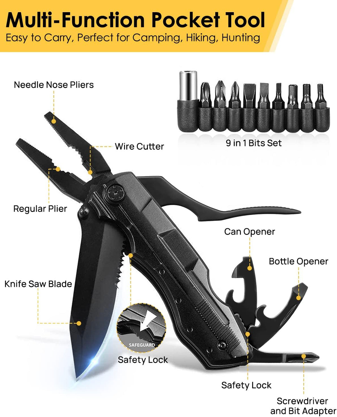 Geschenke für Männer, Multper 5 in 1 Multitool &amp; 18 in 1 Schneeflocken Multitool Gadgets, Faltbares