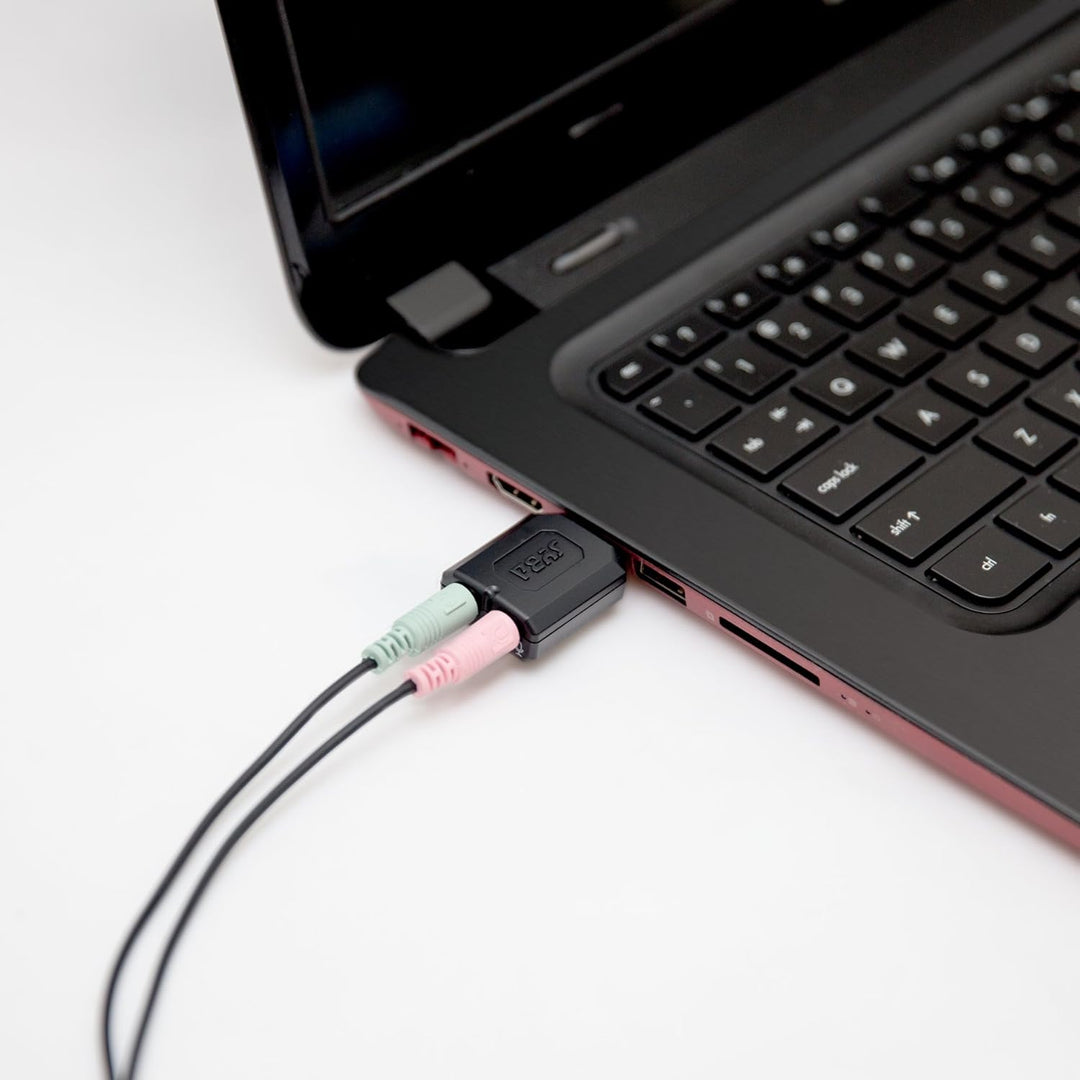 Syba Externer USB-Stereo-Sound-Adapter für Windows, Mac, Linux, zusätzliche Audioquelle mit 3,5-mm-A