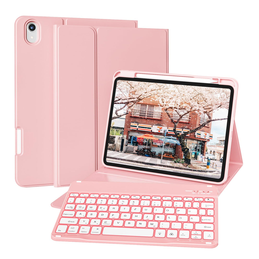 Hülle mit Tastatur für iPad 11 Generation A16/10 Generation (11/10.9 Zoll, 2025/2022), 7-farbige Bel