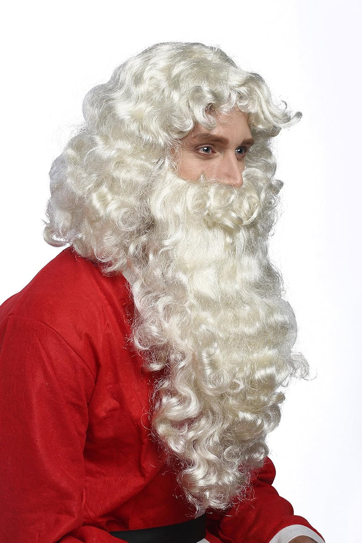 WIG ME UP - 46-A+B-ZA613 Perücke und Bart Set Deluxe Weihnachtsmann Santa Claus Nikolaus Ruprecht Go