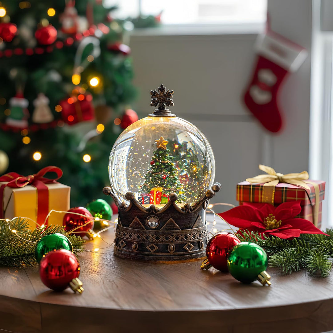Weihnachten Schneekugel Laterne Wasser glitzernde Weihnachtsbaumkrone mit Musik & Timer, USB gefütte