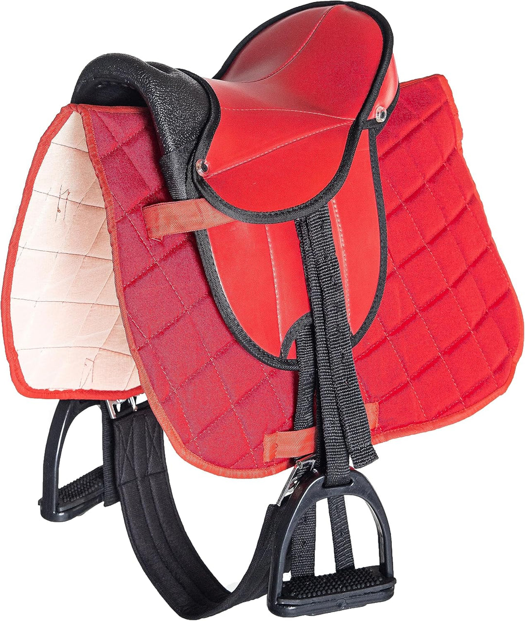 PFIFF 103106 Sattelset für Shettys oder Holzpferde, Komplettset, Kindersattel, Rot, Rot