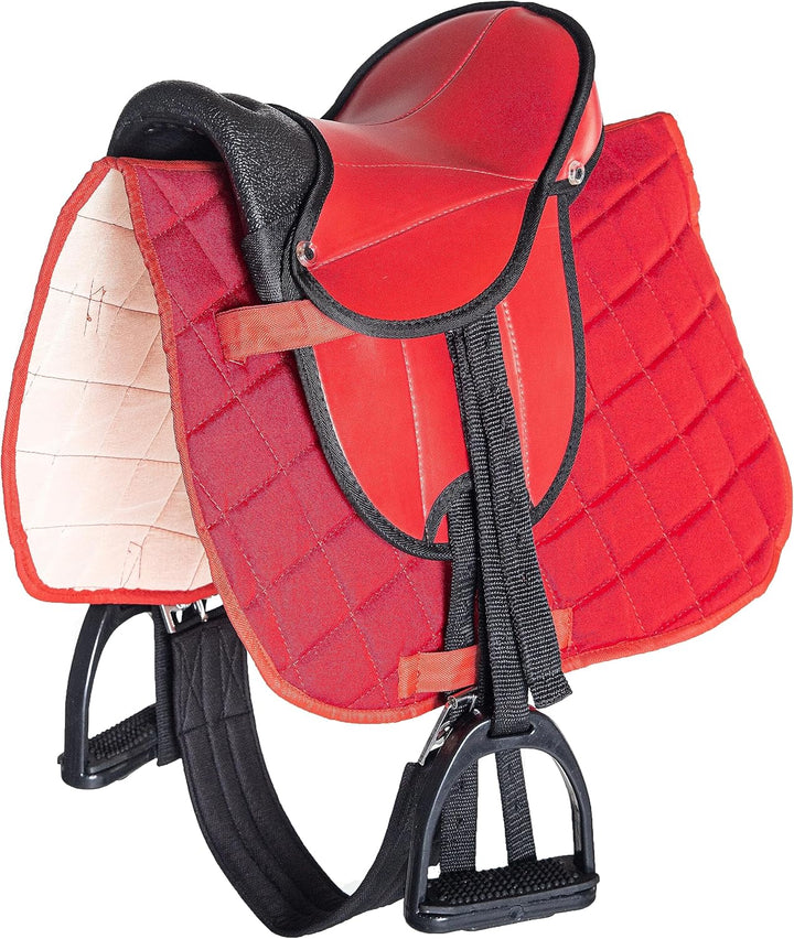 PFIFF 103106 Sattelset für Shettys oder Holzpferde, Komplettset, Kindersattel, Rot, Rot