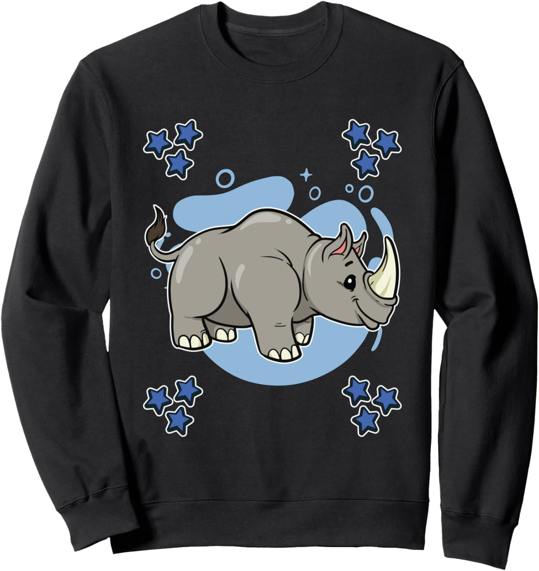 Herren Nashorn Zeichnung Sterne Jungen Nashorn Sweatshirt