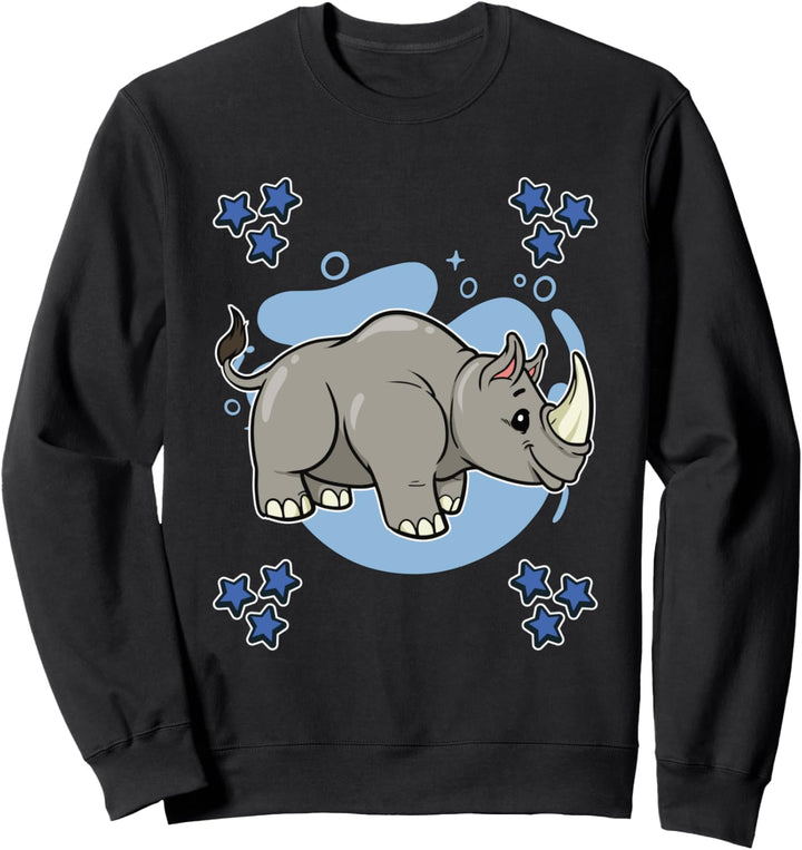 Herren Nashorn Zeichnung Sterne Jungen Nashorn Sweatshirt