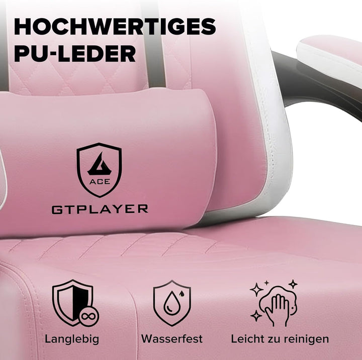 GTPLAYER Gaming Stuhl Ergonomischer Gaming Sessel Schreibtischstuhl Kunstleder, Federsitzkissen, Ver