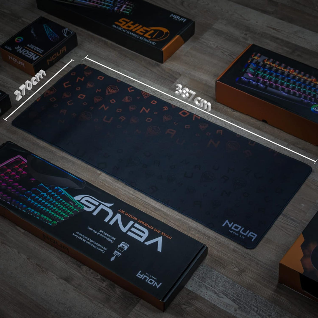 Noua Origin Gaming-Mauspad, XXL, 687 x 270 x 2 mm, bequemes Mousepad mit genähten Kanten für Maus un