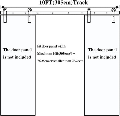 10 FT/305 cm Schiebetür Kit Hängeschiene Schiebetürsystem Schiebetür Hardware Kit für Innentüren,Ver