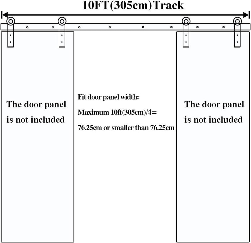 10 FT/305 cm Schiebetür Kit Hängeschiene Schiebetürsystem Schiebetür Hardware Kit für Innentüren,Ver