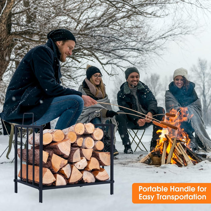 FANTASK Metall Kaminholzregal 45 x 33 x 46 cm, Brennholzregal bis 50kg, Feuerholzregal, Kaminholzstä