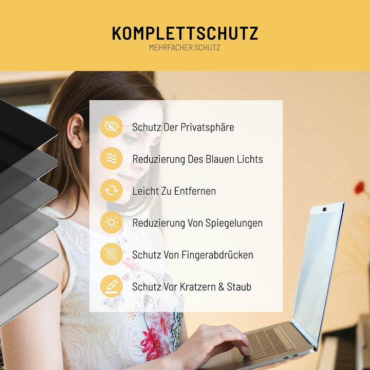 VistaProtect – Premium Blickschutzfilter &amp; Anti-Blaulicht-Filter. Magnetisch Displayschutzfolie für