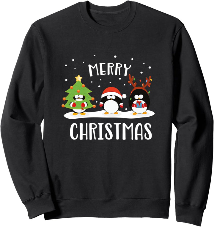 Merry Christmas Lustige Pinguine Weihnachtsfeier Weihnachts Sweatshirt