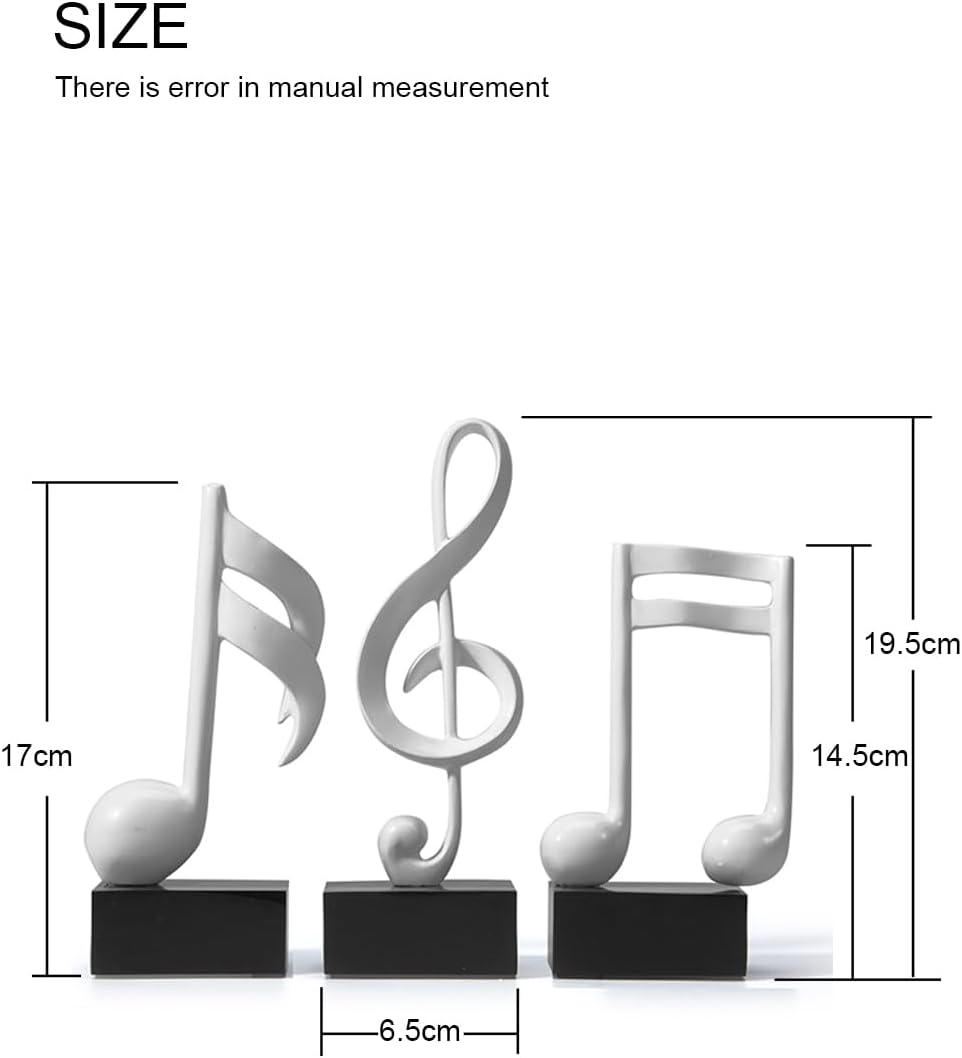 Amoy-Art 3pcs Deko Skulpturen Musik Note Figuren Klavier Statue Modern Arts Wohnzimmer Kunst Polyres