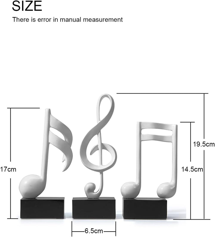 Amoy-Art 3pcs Deko Skulpturen Musik Note Figuren Klavier Statue Modern Arts Wohnzimmer Kunst Polyres