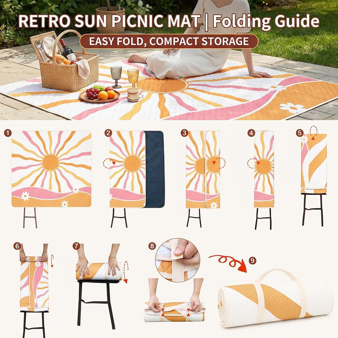 Picknickdecke Wasserdicht 200x200cm – Stranddecke Sandfrei & Waschbar, Extra Gross Outdoor Decke für