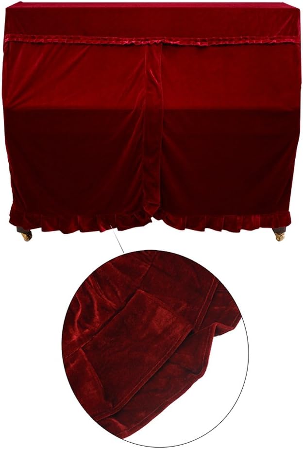 Dilwe Klavierdeckel, Colorfast Pleuche Piano Staubdicht Dekoriert Cover Rot, Rot