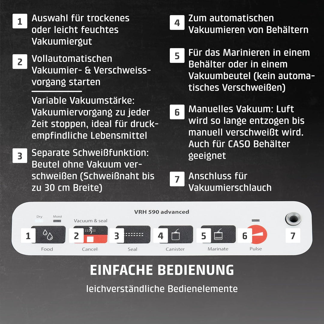 CASO VRH 590 advanced Vakuumierer - bis 125 Vakuumiervorgänge non-stop, 2,5 mm dicke Schweissnaht, i