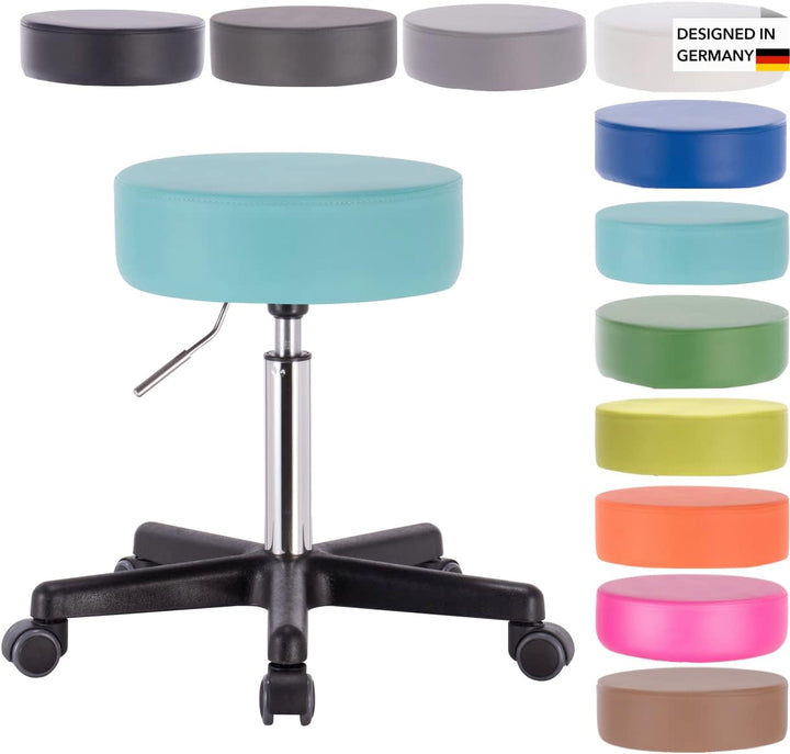 1stuff® Profi Rollhocker Drehhocker Squash - Sitzhöhe ca. 51-71cm - Arzthocker Arbeitshocker Bürohoc