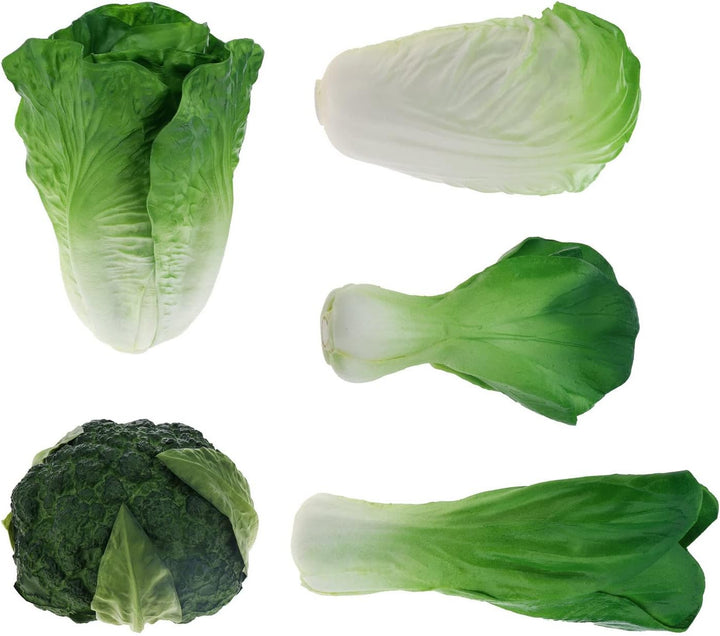 Woration Grün Künstlich Gemüse Satz Lebensecht Kopfsalat Brokkoli Kohl PU Lebensmittel Modell Dekora