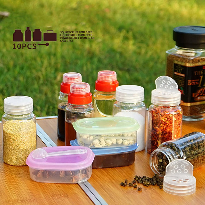 Outdoor Seasoning Gewürzbehälter Portable kleiner Salzstreuer BBQ Gewürzflasche Set Transparent Gewü