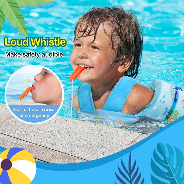 MoKo Kinder Schwimmflügel, Cartoon Schwimmweste mit Schultergurt Schwimmtraining Jacke Schwimmende B