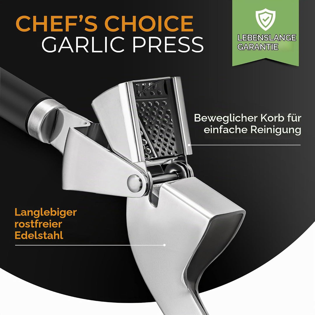 ORBLUE Knoblauchpresse Edelstahl Schwarz – Premium Knoblauchpresse &amp; Knoblauchreibe – Garlic Press m