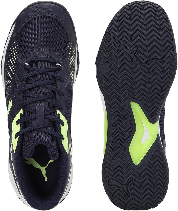 PUMA Unisex Solarcourt Rct Tennisschuh 40 EU Puma Navy Fast Yellow Puma White, 40 EU Puma Navy Fast