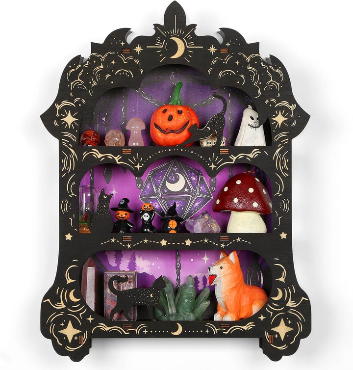 Regal Wand, Esoterisches Wandregal Zimmer Deko Aesthetic, Lila Schreibtischregal, Kleines Regal Holz